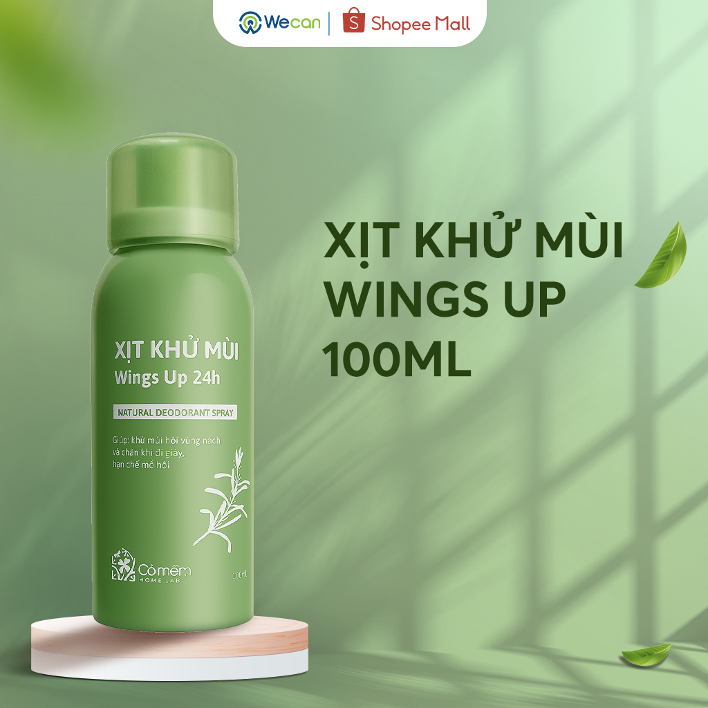 [QUÀ TẶNG KHÔNG BÁN] Wings Up Xịt Khử Mùi 100ML Cỏ Mềm - Khử Mùi Hôi Nách Hôi Chân, Mùi Cơ Thể - 100