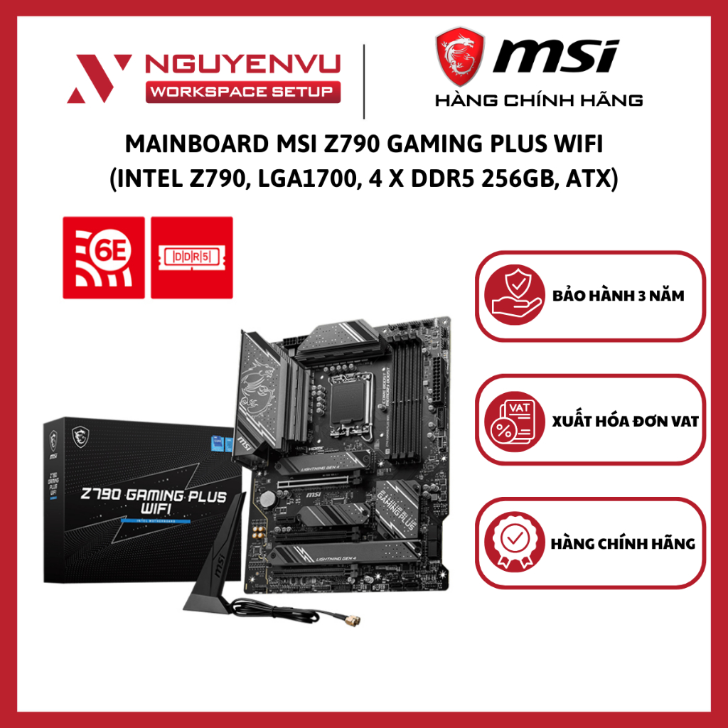 Mainboard MSI Z790 GAMING PLUS WIFI (Intel Z790, LGA1700, 4 x DDR5 256GB, ATX) - Hàng Chính Hãng