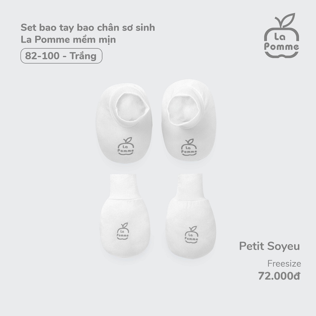 Set bao tay bao chân sơ sinh La Pomme mềm mịn