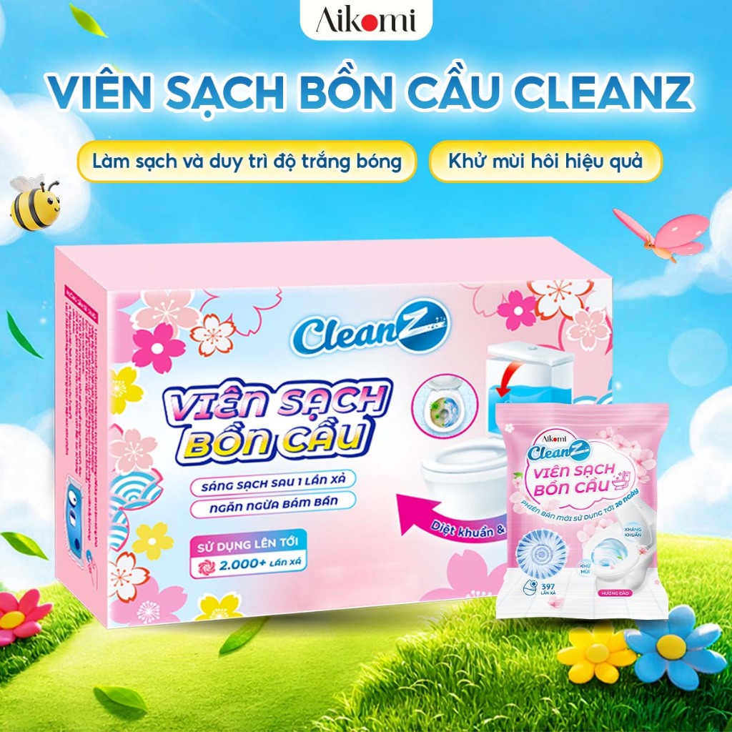 Viên thả bồn cầu CleanZ viên sạch bồn cầu khử mùi chai tẩy bồn cầu thế hệ mới tẩy sạch mảng bám, diệt vi khuẩn toilet