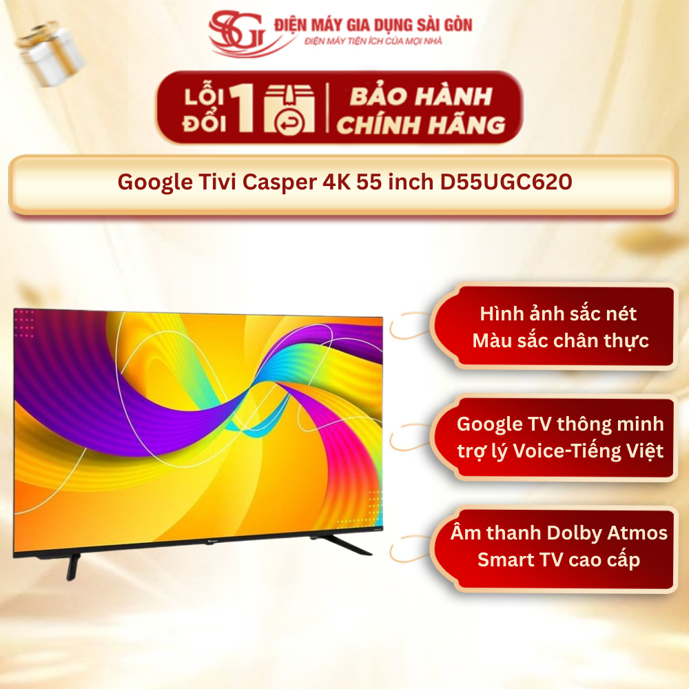 [2025] Google Tivi Casper 4K 55 inch D55UGC620 - Hàng mới, Chính hãng