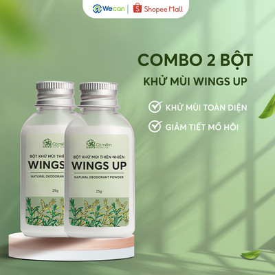 Combo 2 Bột Khử Mùi Toàn Thân Wings Up Cỏ Mềm Hạn Chế Hôi Chân, Hôi Giày, Ngăn Tiết Mồ Hôi