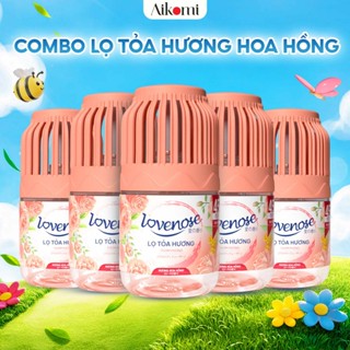 Combo Lọ tỏa hương Lovenose hương Hoa Hồng tự nhiên dễ chịu khử mùi sáp thơm phòng thế hệ mới 45 ngày-Dung tích 180ml