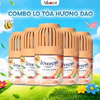 Combo Lọ tỏa hương Lovenose hương Đào thơm tự nhiên dễ chịu khử mùi sáp thơm phòng thế hệ mới 45 ngày-Dung tích 180ml