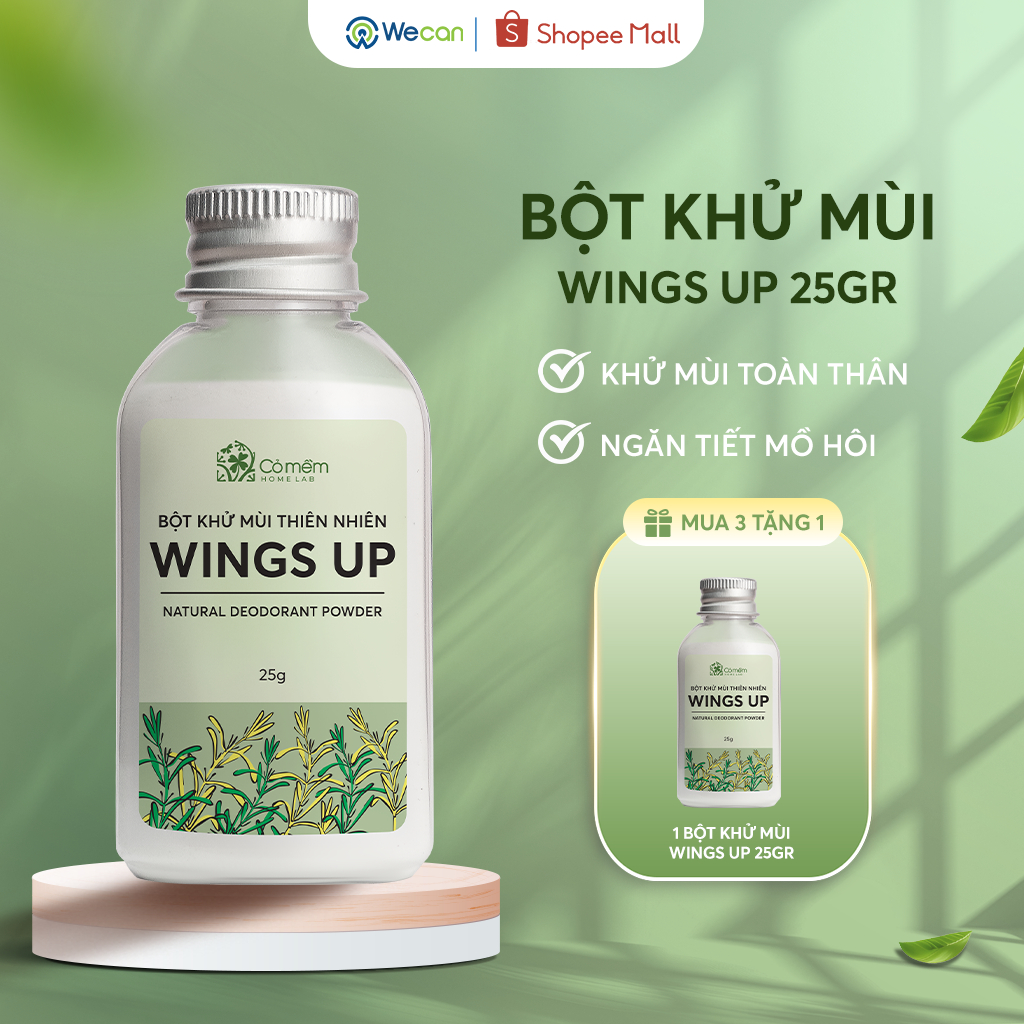 Bột Khử Mùi Toàn Thân, Xịt Khử Mùi Wings Up Ngăn Tiết Mồ Hôi, Hạn Chế Mùi Cơ Thể Và Hôi Giày 25g