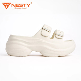[NE63] Dép hai quai khóa cài đế cách điệu đúc nguyên khối cao 6cm NESTY