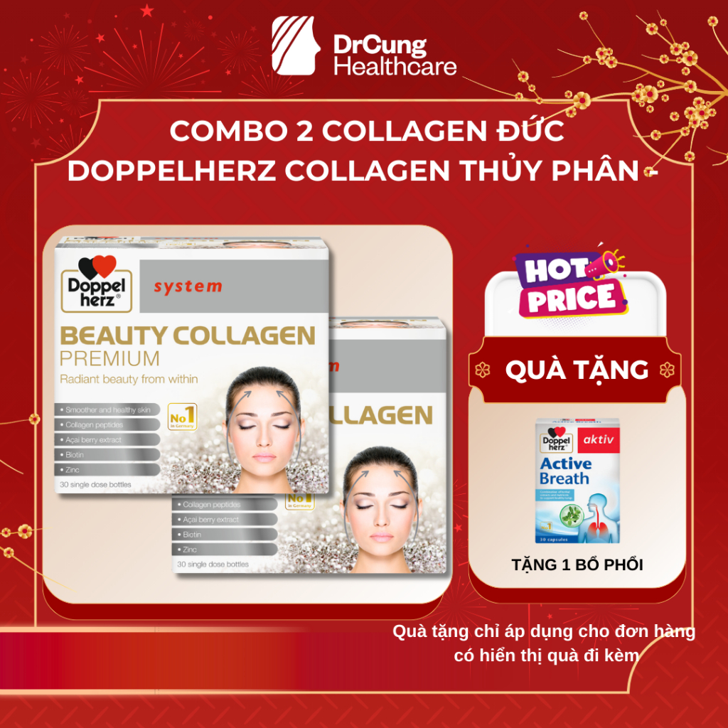 COMBO 2 HỘP Beauty Collagen Premium (12/26) - Doppelherz Bổ Sung Collagen Và Các Dưỡng Chất Giúp Giả