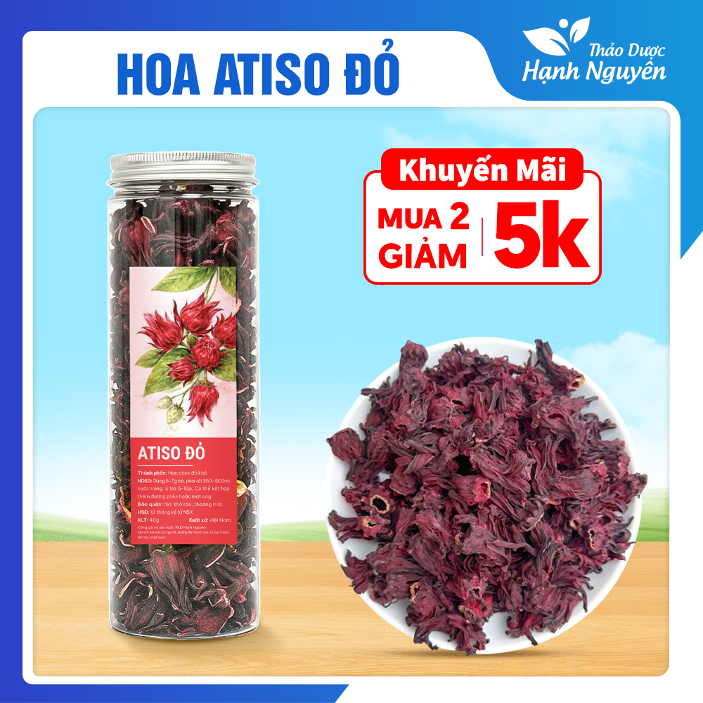Hoa atiso đỏ 100g, hoa bụp giấm, hibicus, nguyên nụ, dùng pha trà, làm siro, thanh nhiệt, giải khát