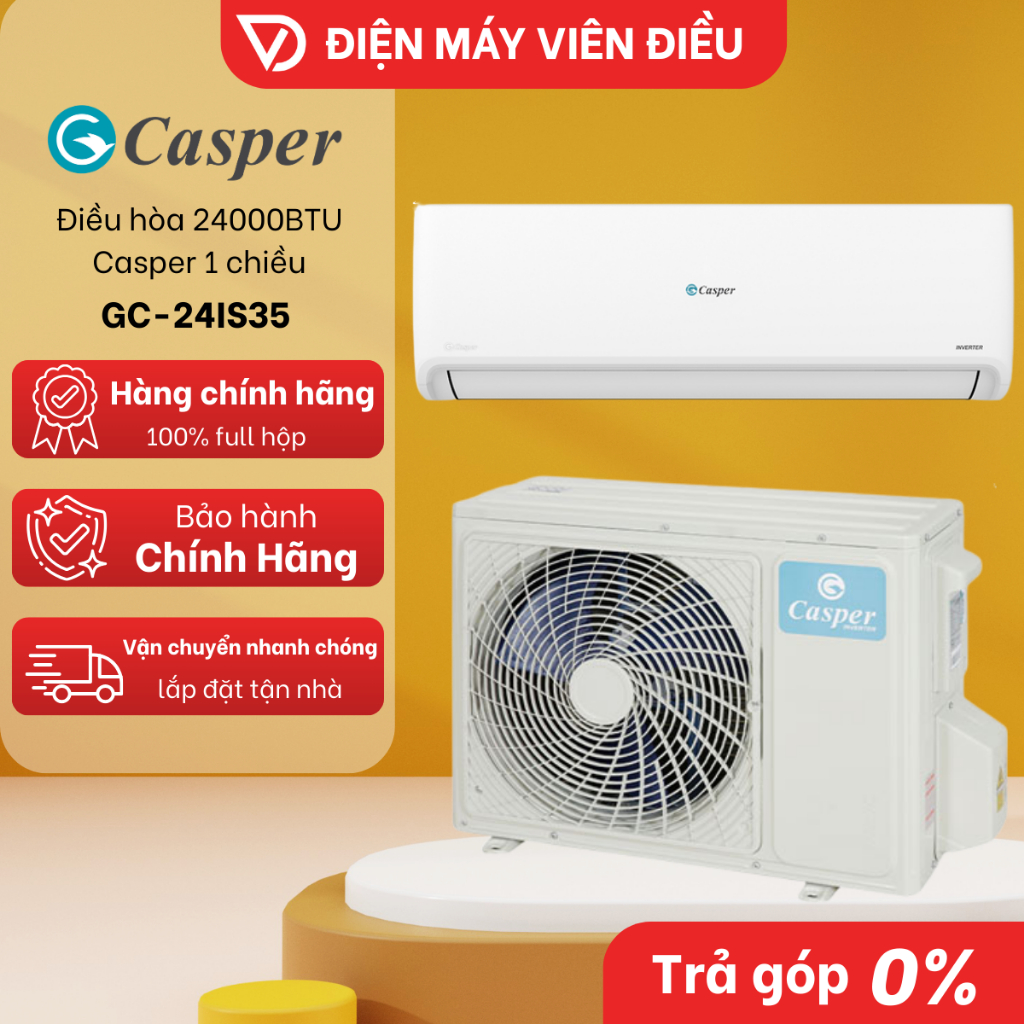 [FREESHIP NGHỆ AN] GC-24IS35 - Máy lạnh / Điều hòa Casper 1 chiều Inverter 2.5HP (24000 BTU)