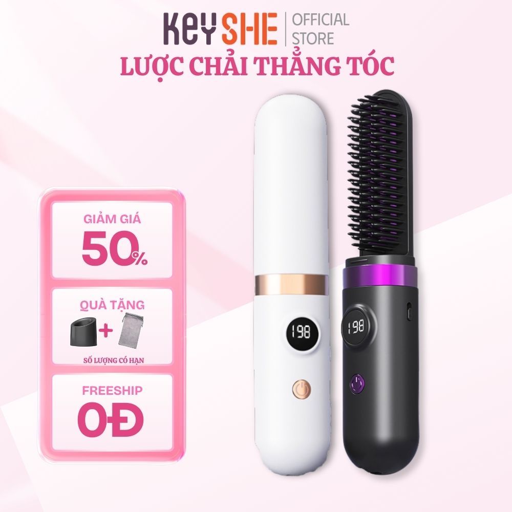 Lược duỗi tóc không dây KEYSHE X911 Pro – pin 4000mAh, sạc nhanh, tóc mượt không hư tổn chính hãng