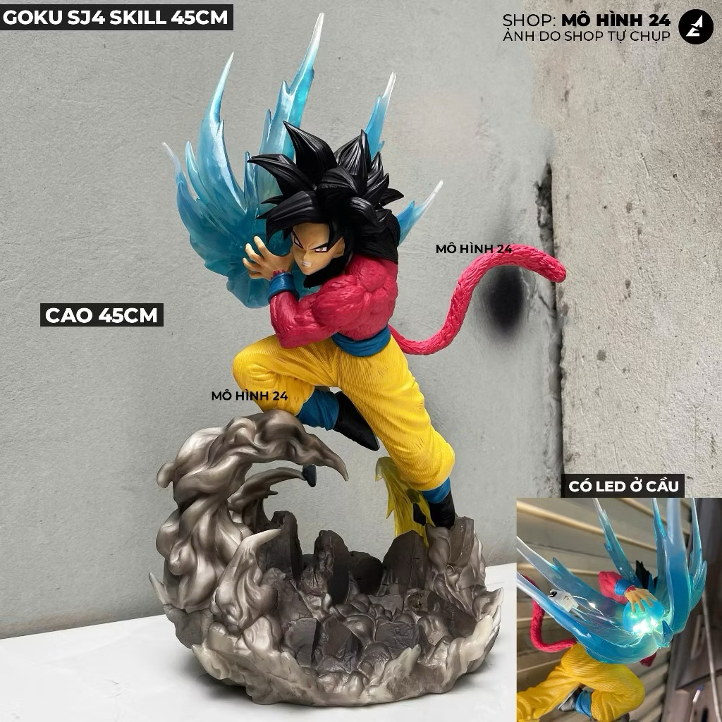 Mô hình Goku Sj4 Skill 45cm siêu to figure dragonball dragon ball son goku super saiyan 4 có đèn led