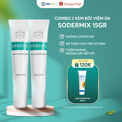 [Tặng kem Helia] Combo 2 SODERMIX 15g - Kem Bôi Viêm Da Cơ Địa Hỗ Trợ Ngứa Ngáy, Eczema, Chàm Sữa, Tổ Đỉa, Dưỡng Ẩm