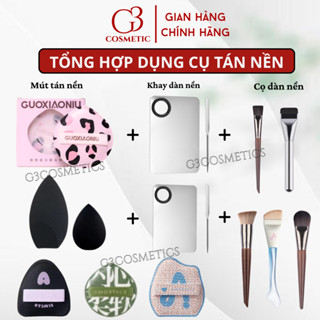 Dụng cụ trộn tán kem nền, dàn nền tán nền chính hãng gồm mút tán nền, cọ tán nền và khay trộn nền G3COSMETICS