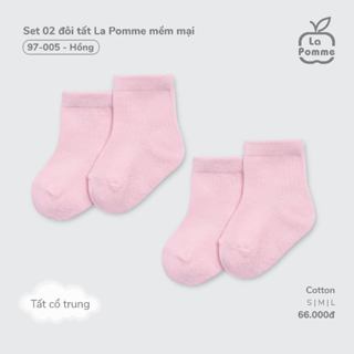 Set 02 đôi tất La Pomme mềm mại - Sợi Cotton mềm mại, thoáng mát – Bé trai/gái