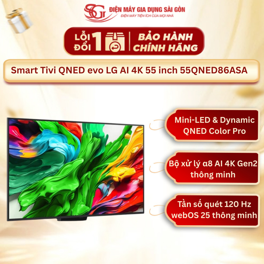 [Mới 2025] Smart Tivi QNED evo LG AI 4K  55QNED86ASA