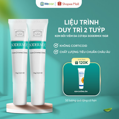 [Tặng Dưỡng Helia]  2 Tuýp Kem Bôi Viêm Da Cơ Địa SODERMIX 15g Hỗ Trợ Ngứa Ngáy, Chàm Sữa, Tổ Đỉa