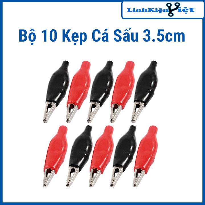Bộ 10 Kẹp Cá Sấu Bền Chắc 3.5 CM (5 Đỏ- 5 Đen)