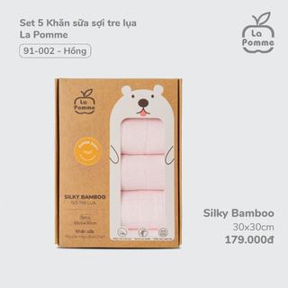 Khăn sữa La Pomme sợi tre lụa cho bé sơ sinh - Set 5 khăn 30x30cm – siêu mềm mịn, thấm hút tốt, không bụi vải, an toàn