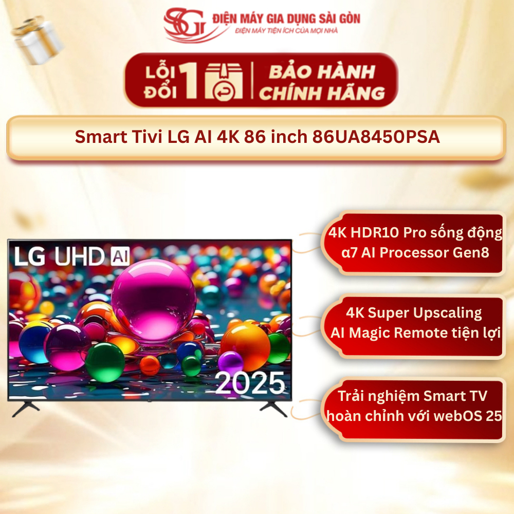 [Mới 2025] Smart Tivi LG AI 4K 86 inch 86UA8450PSA - Bảo hành chính hãng