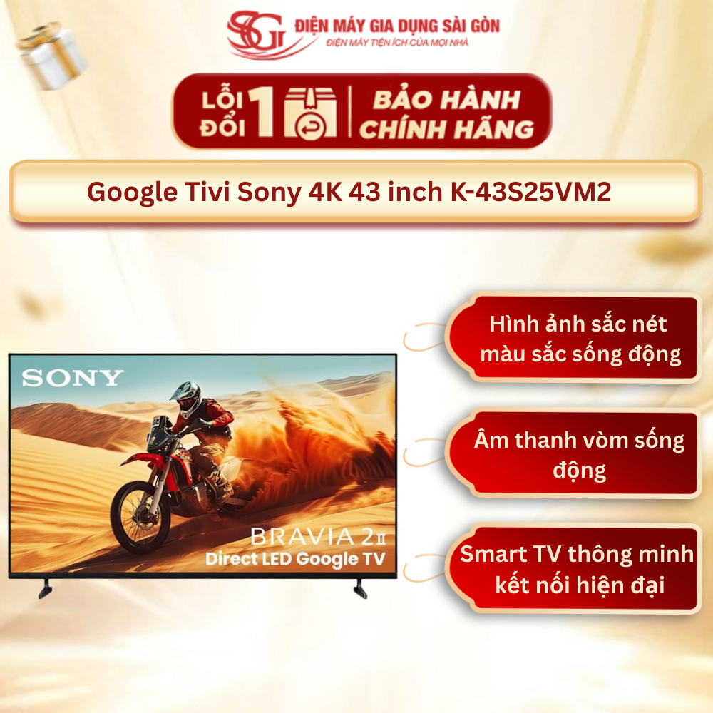 [Mới 2025] Google Tivi Sony 4K 43 inch K-43S25VM2