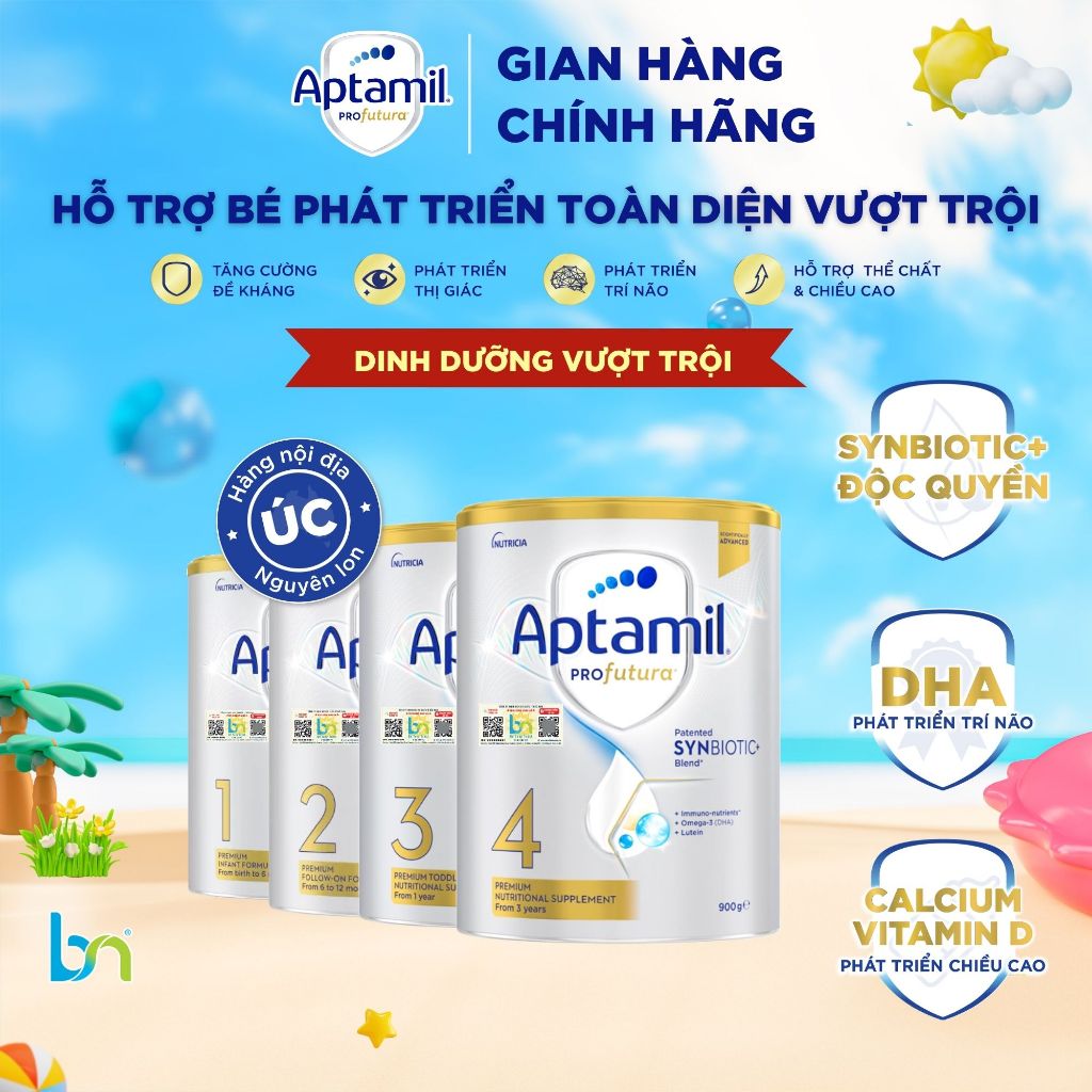 [Bắc Nam] Sữa Aptamil Profutura Úc Bạc số 1,2,3,4 hộp 900g tiêu hoá khoẻ mạnh phát triển toàn diện cho bé
