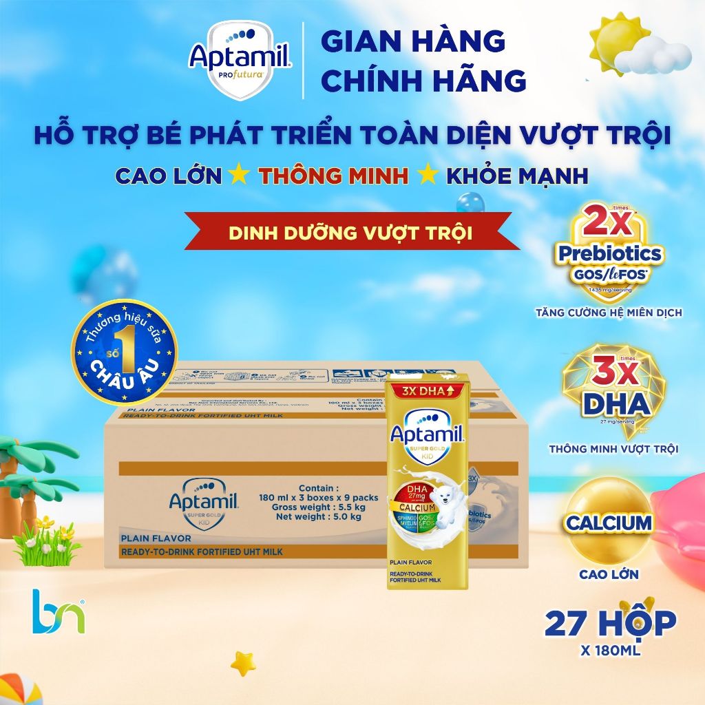 THÙNG SỮA DINH DƯỠNG PHA SẴN APTAMIL KID, APTAMIL SUPER GOLD 110ML, 180ML CÔNG THỨC ĐỘT PHÁ MỚI TỪ NUTRICIA