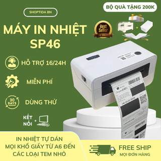 Máy in đơn hàng Shoptida SP46 in đơn hàng, phiếu gửi, minicode, logo tự dán, bảo hành 12 tháng