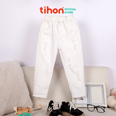 Quần jean bé trai TIHON cao cấp phong cách hàn quốc chất bò co giãn màu trắng đen cao cấp QD0771451