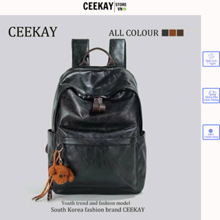 𝑪𝑬𝑬𝑲𝑨𝒀 𝑩𝑨𝑮  Balo Ceekay Chất Liệu Da Chần Chống Nước From Rộng Phối Charm Gấu - Balo Da Nam Nữ Ceekay Chất Da Xịn