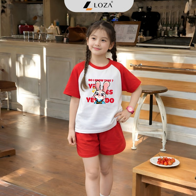 Set đồ bé gái JUDY Zootopia chất liệu thun cotton size từ 15-40kg - Quần áo trẻ em Loza Kids FB590