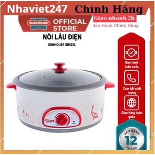 Nồi Chảo Lẩu Điện Đa Năng SUNHOUSE SHD525 Công Suất 1600w-Chống Dính Chiên,Xào,Dán Chính Hãng