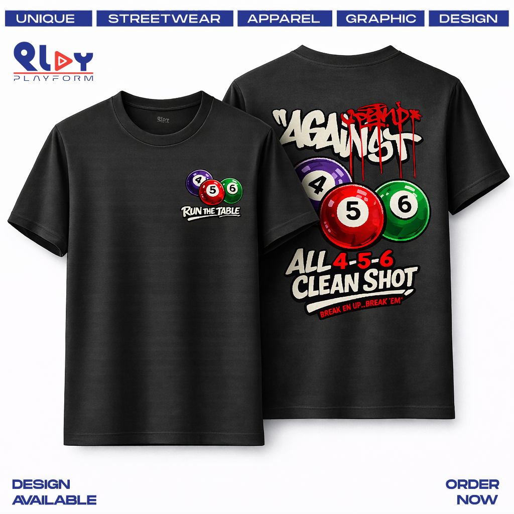 [PLAY FORM] Áo Thun Billiards RUN THE TABLE 4-5-6 Clean Shot Nam Nữ Form Rộng Streetwear Cotton