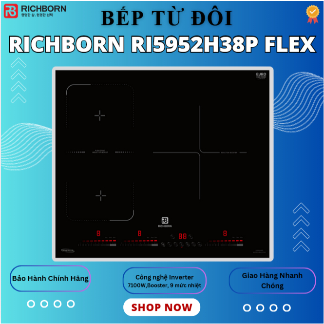Bếp từ đôi Richborn RI5952H38P Flex thương hiệu Hàn Quốc