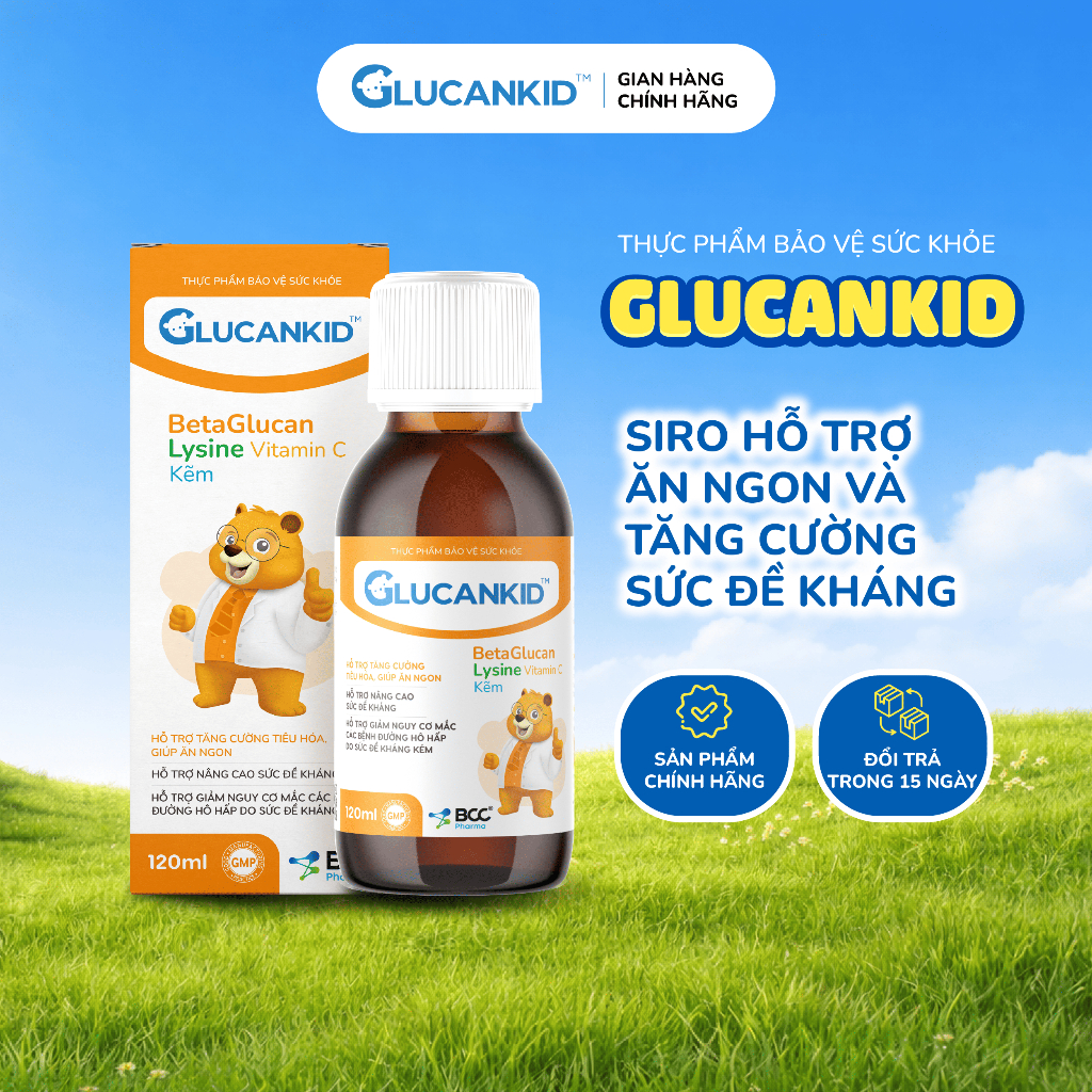 TPBVSK Glucankid - Siro ăn ngon tăng đề kháng, giảm nguy cơ mắc bệnh hô hấp cho trẻ