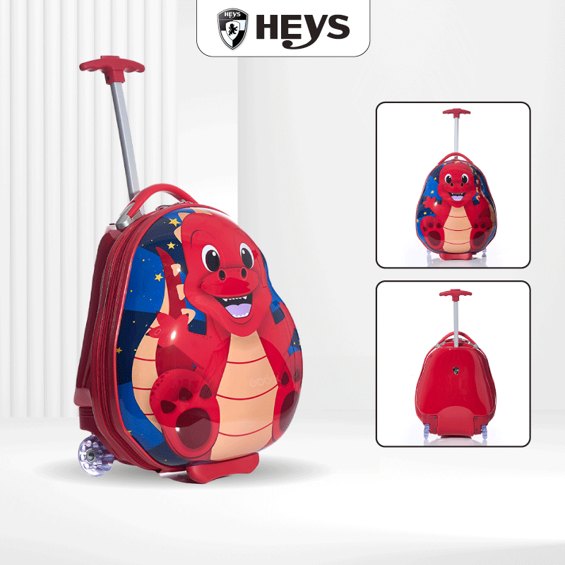 Vali Trẻ Em Heys Travel Tots S Dinosaur Red Nhựa PC cao cấp, Trọng Lượng Siêu Nhẹ Cho Bé