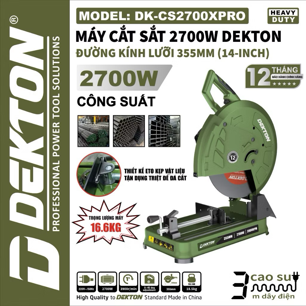 Máy Cắt Sắt Bàn DEKTON 355mm / CS2700XPRO & CS2700XPROMAX / 3900 vòng/phút / 2700W