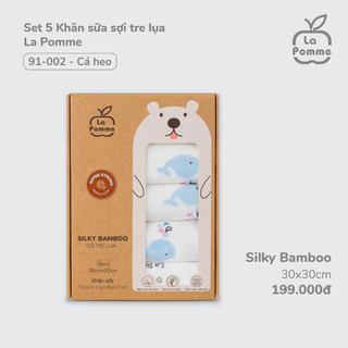 Khăn sữa La Pomme sợi tre lụa cho bé sơ sinh - Set 5 khăn 30x30cm – siêu mềm mịn, thấm hút tốt, không bụi vải, an toàn