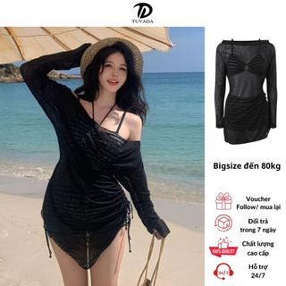 Bikini bigsize kín đáo kèm áo choàng, đồ bơi nữ 2 mảnh có sẵn mút ngực Tuvada - BBS22