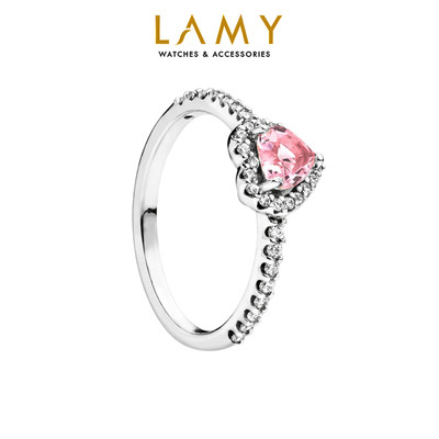 Nhẫn bạc nữ LAMY Pink Heart Stone Ring 8042 - Bạc cao cấp S925 ALE