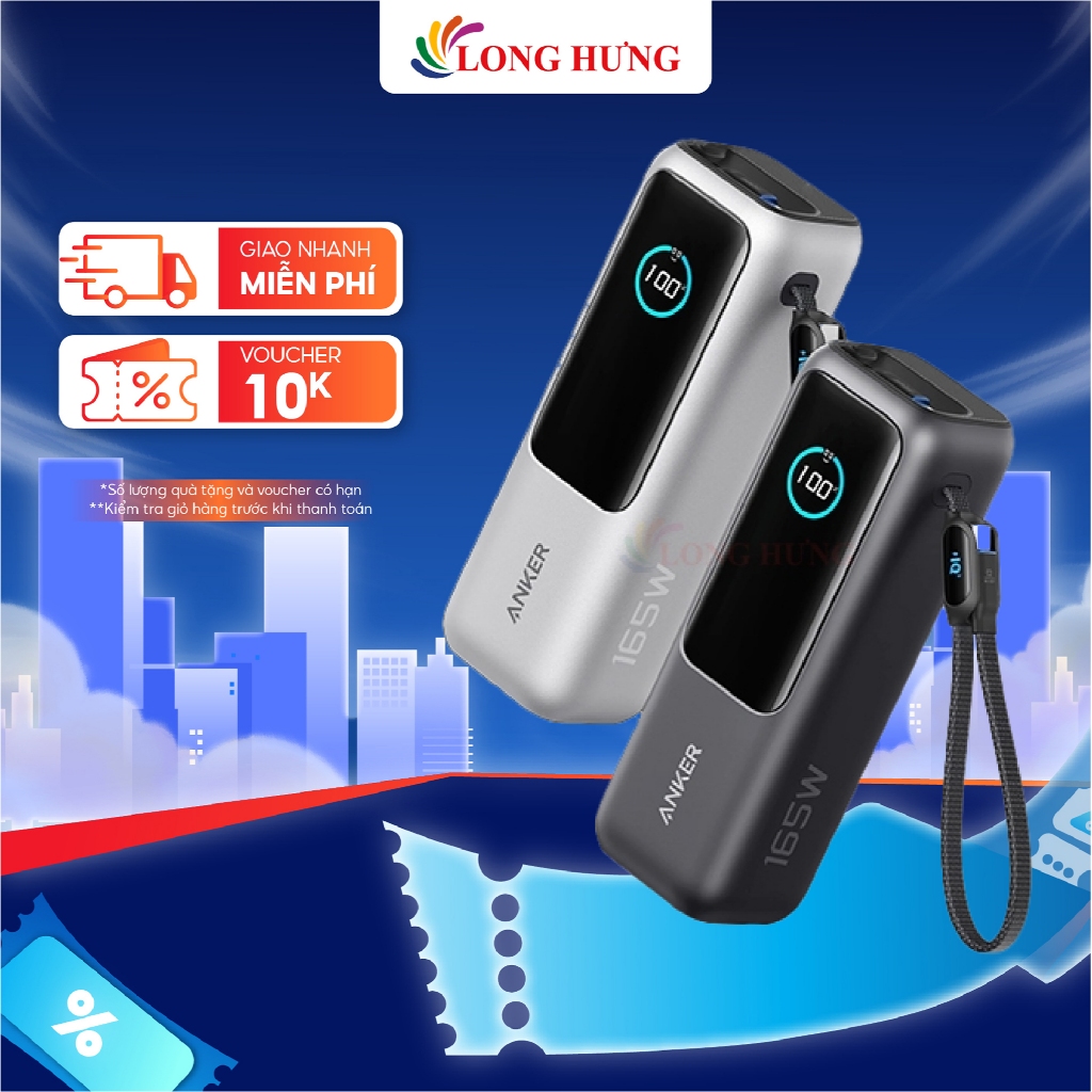 Sạc dự phòng Anker Zolo Power Bank High-Power Multi Device USB-C 165W 25000mAh A1695 - Hàng chính hã