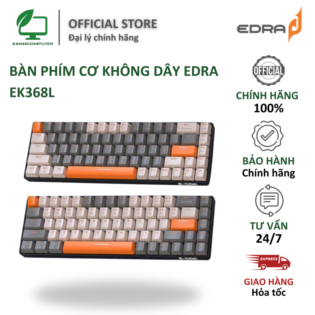 Bàn phím cơ không dây EDRA EK368L - Hàng chính hãng