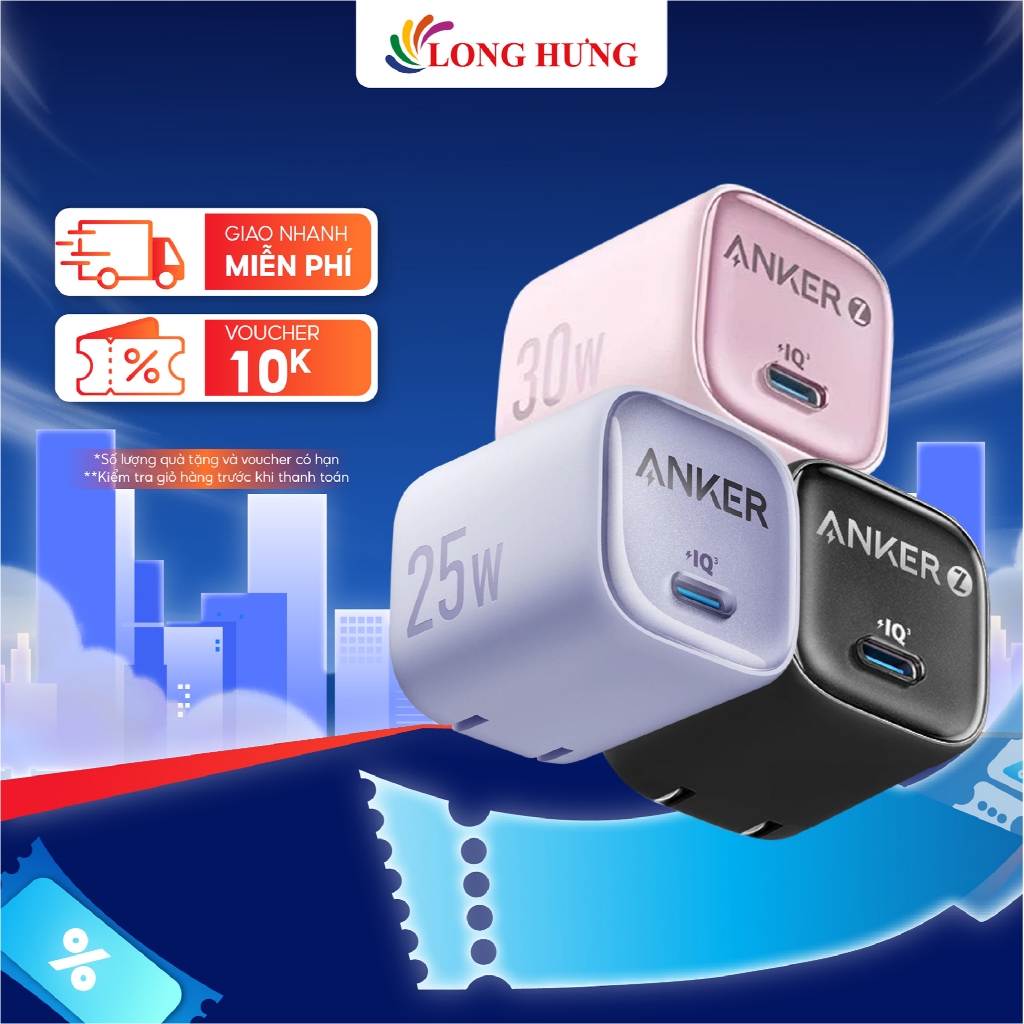 Cốc sạc Anker Zolo 1Type-C PIQ 3.0 20W A2699/25W A2656/30W A2698 - Hàng chính hãng