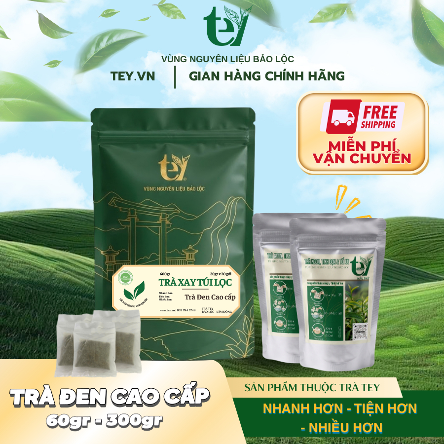 Trà Đen Cao Cấp Xay Túi Lọc 60/300g - Pha Trà Sữa Truyền Thống Đậm Vị, Màu Đẹp, Trà Machiato