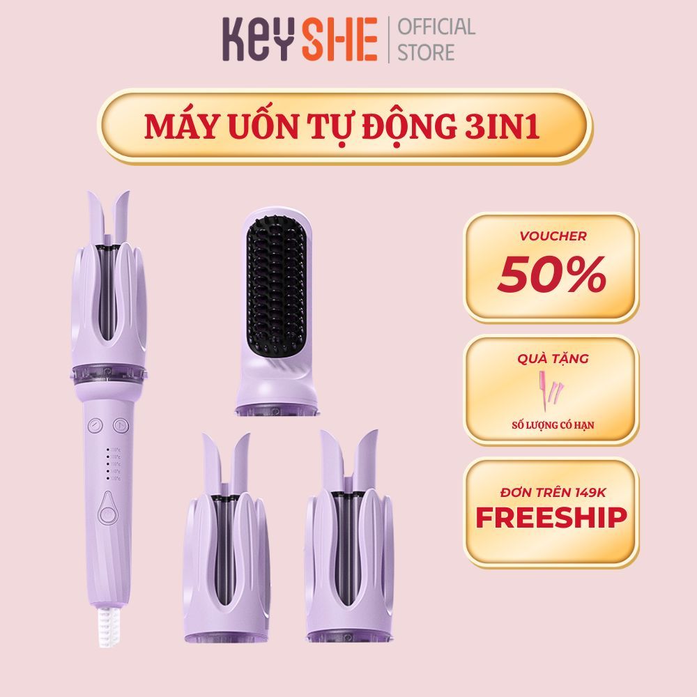 [HOẢ TỐC HCM] Máy uốn tóc 3 trục thay đổi KEYSHE duỗi,uốn,làm thẳng tóc chính hãng làm nóng 30s,chốn