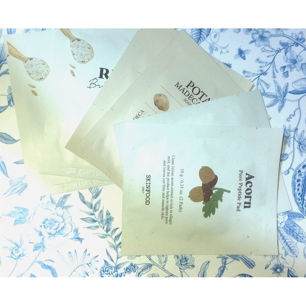 [Đọc kỹ mô tả 4+2 gói] Sample gói Toner pad Skinfood quả sồi, gạo khoai tây. Acorn, Potato, Rice.