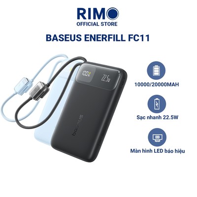 Sạc dự phòng Baseus Enerfill FC11 10000/20000mAh 22.5W tích hợp 2 cáp và sạc cùng lúc 4 thiết bị