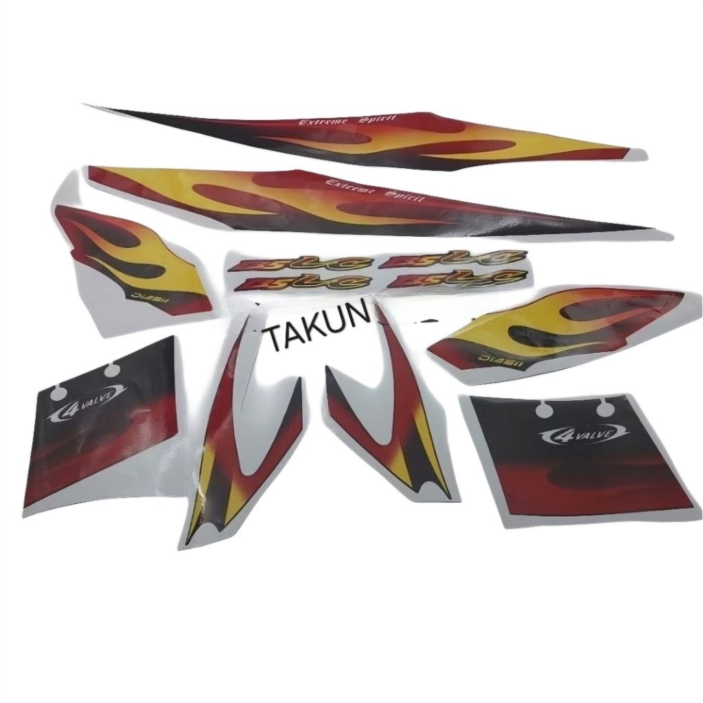 Bộ tem lửa 135 LC xe EXCITER 2006-2010 đỏ vàng