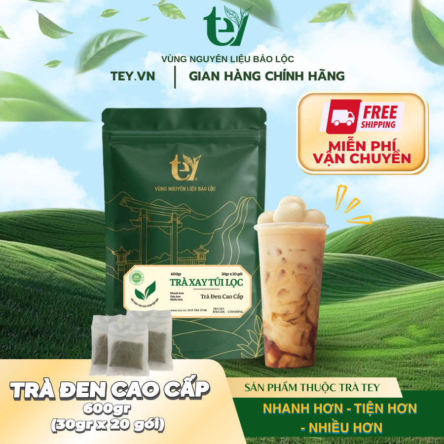 Trà Đen Cao Cấp Túi Lọc Tey 600g - Pha trà sữa, trà trái cây, hồng trà, hồng trà machiato