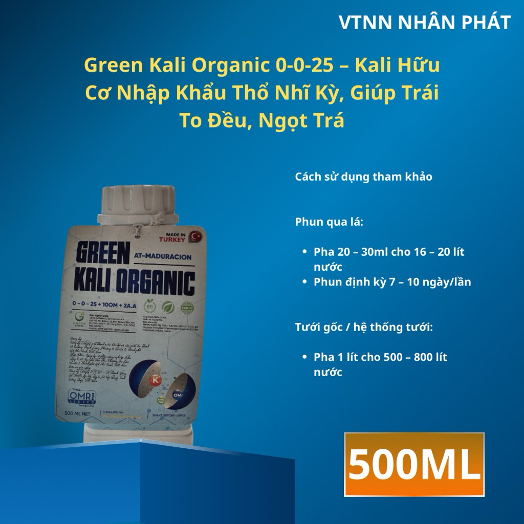 GREEN KALI ORGANIC – Kali Hữu Cơ Cao Cấp Nhập Khẩu Thổ Nhĩ Kỳ