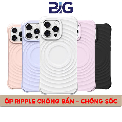 ỐP lưng Ripple Chống Sốc Viền Dẻo Có Hỗ Trợ Sạc Không Dây Chính Hãng BIG Dành Cho Điện Thoại IP12-17